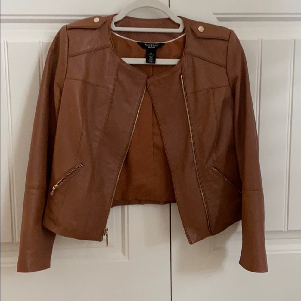 White House Black Market Brown Leather Jacket